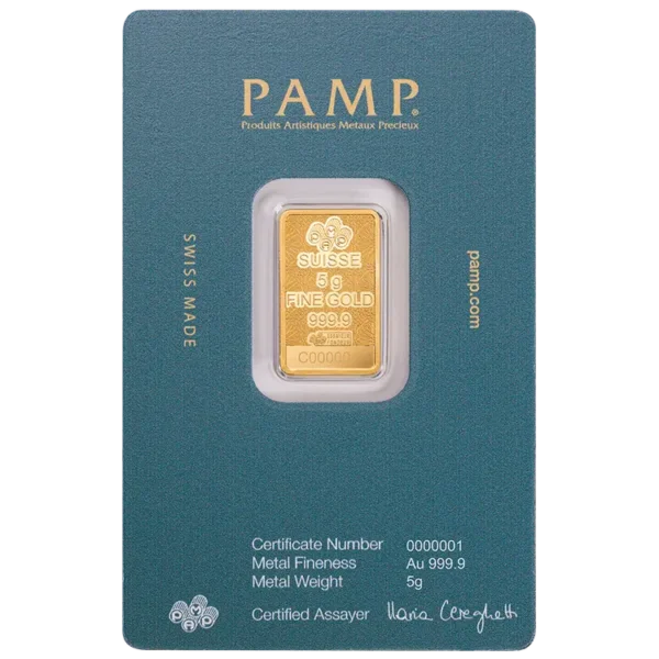 5 gram PAMP Gold Bar - Arabian Falcon with Frame - Image 2
