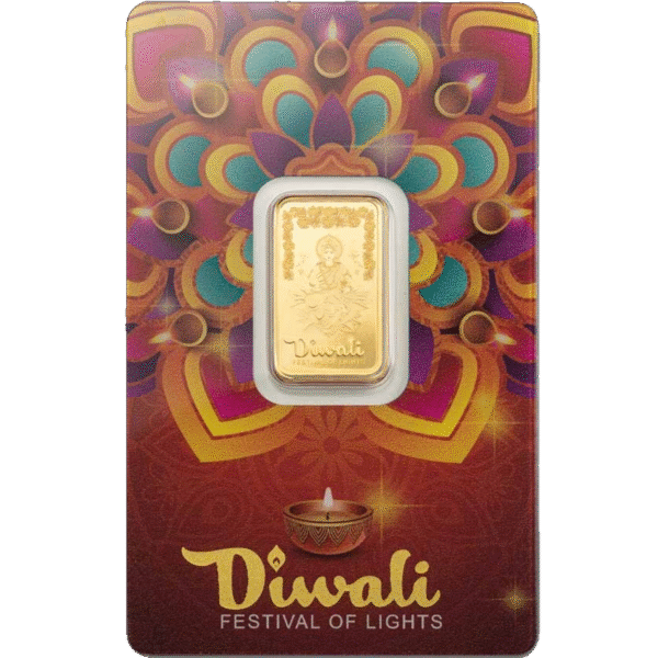 5 gram PAMP Suisse Diwali Lakshmi & Rangoli Gold Bar