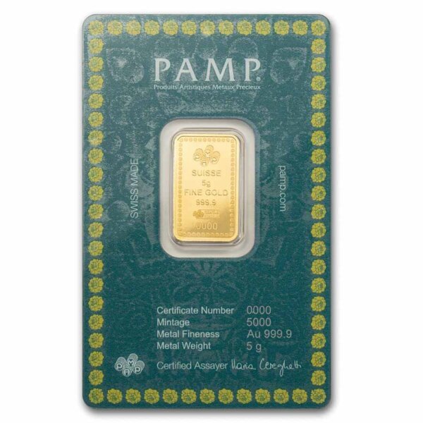 5 gram PAMP Suisse Diwali Lakshmi & Rangoli Gold Bar - Image 2