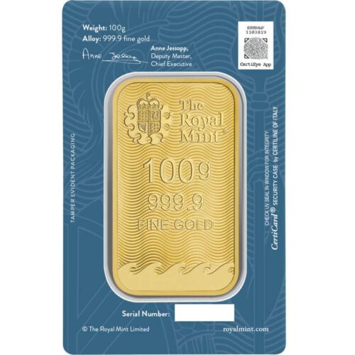 100 gram Gold Bar - The Royal Mint Britannia