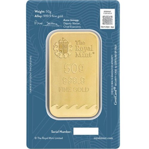 50 gram Gold Bar - The Royal Mint Britannia